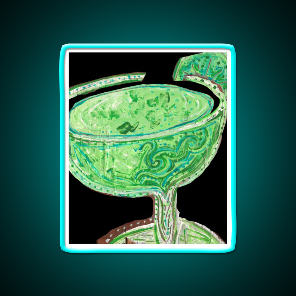 Daiquiri Black Background Cocktail Bar Decor Led Neon Sign Rgb Color - Size and dimension reference
