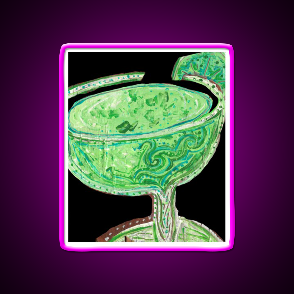 Daiquiri Black Background Cocktail Bar Decor Led Neon Sign Rgb Color - Neon sign mounted on wall in room