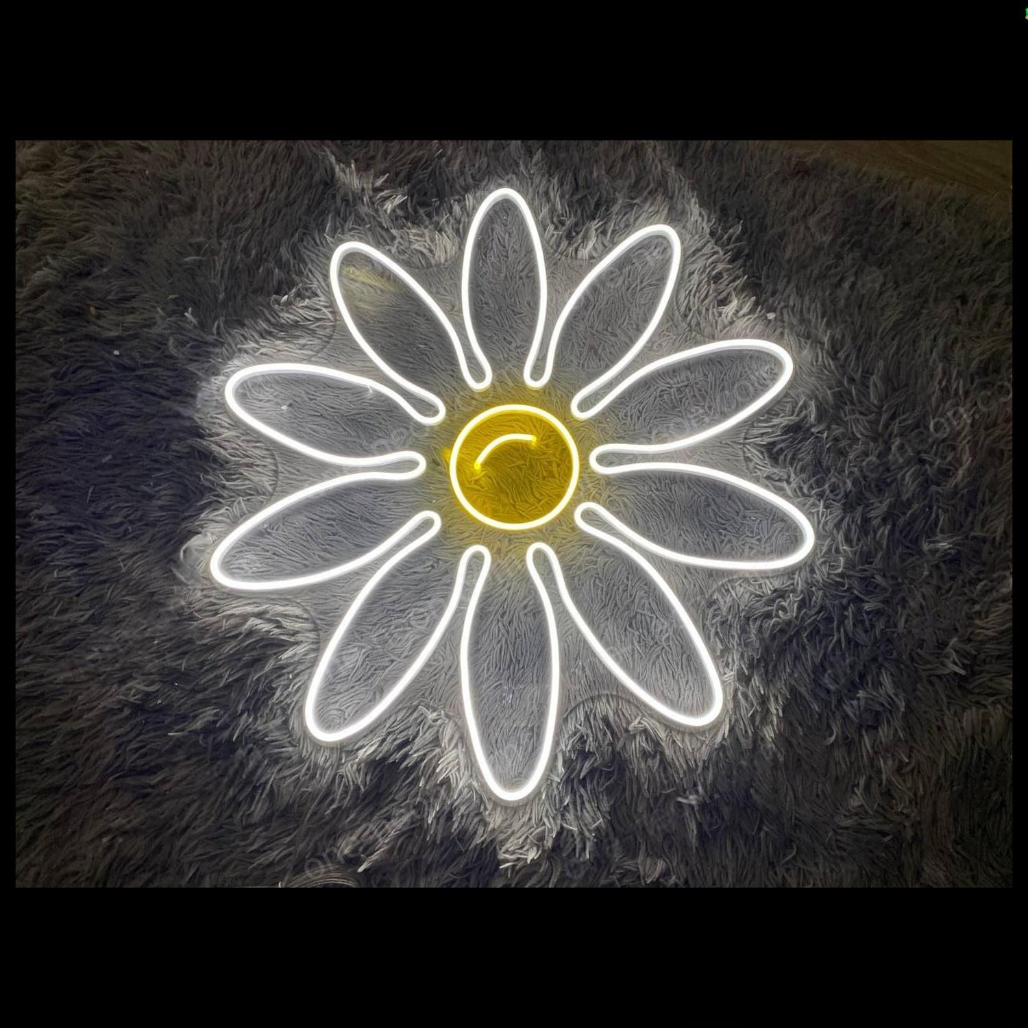 Daisy White-Yellow Led Neon Sign For Bedroom Living Room Decor | Shineneon