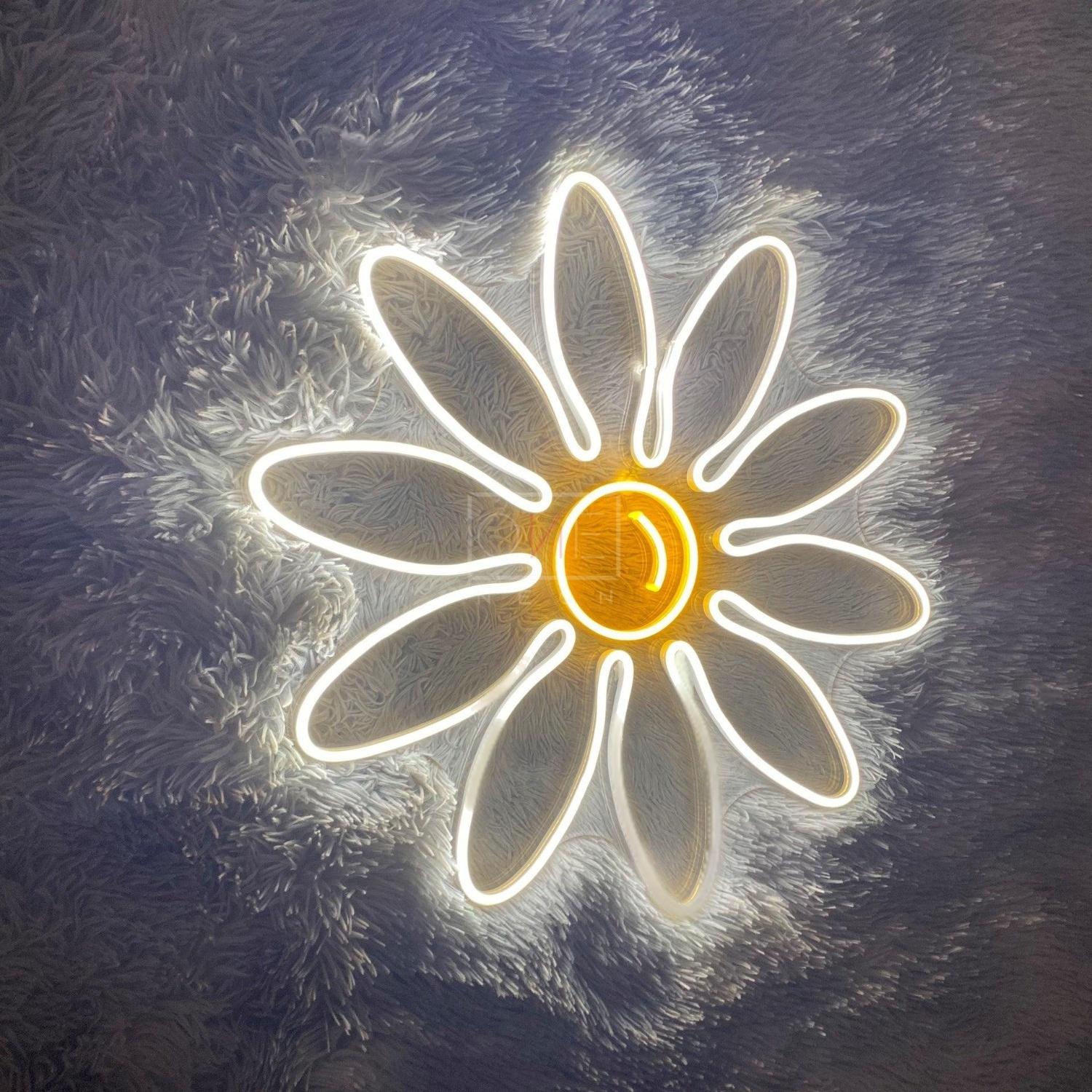 Daisy White-Yellow Led Neon Sign For Bedroom Living Room Decor | Shineneon