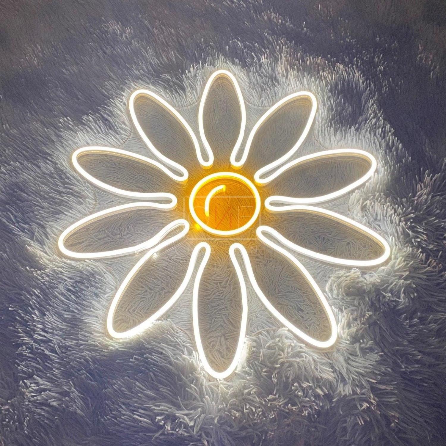 Daisy White-Yellow Led Neon Sign For Bedroom Living Room Decor | Shineneon