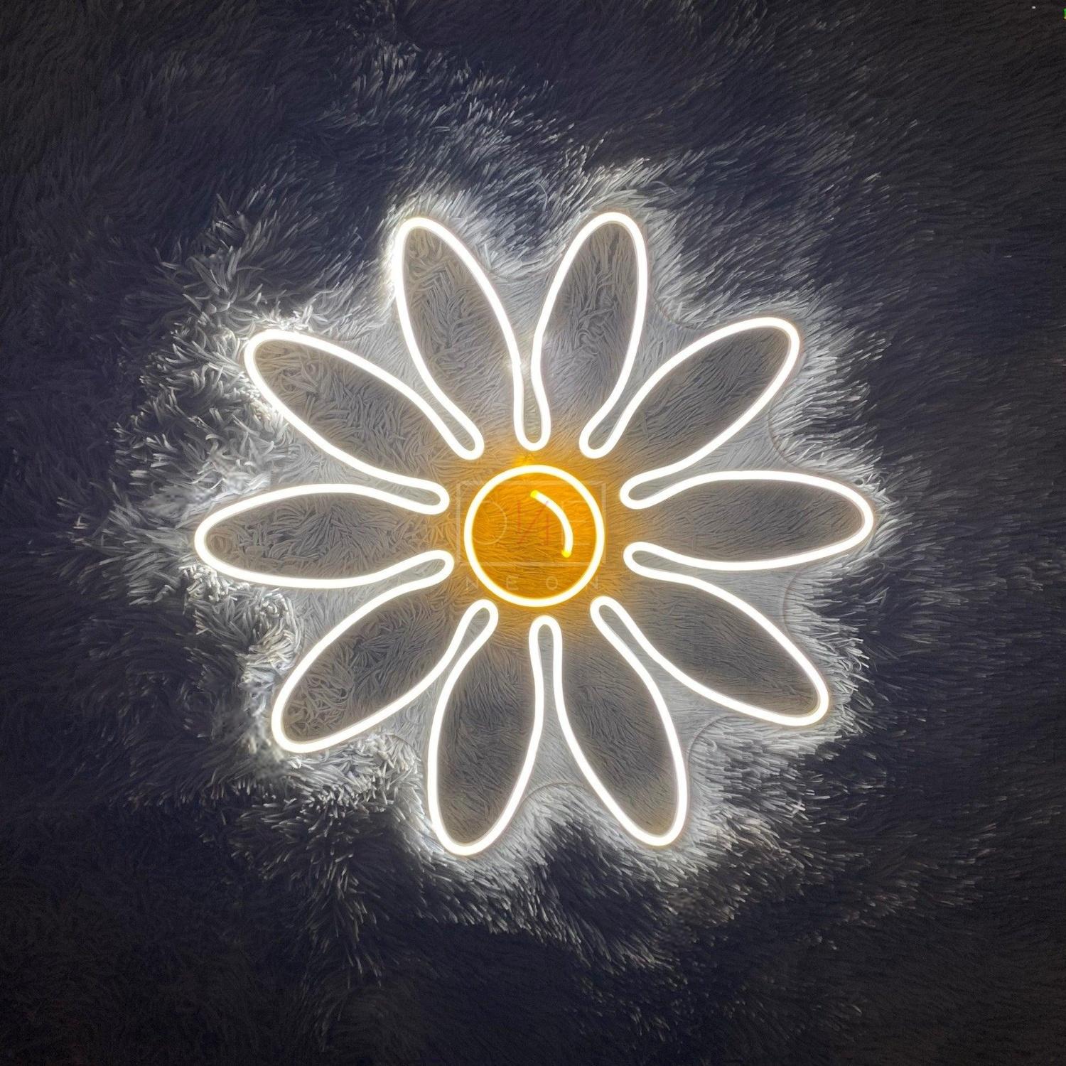Daisy White-Yellow Led Neon Sign For Bedroom Living Room Decor | Shineneon