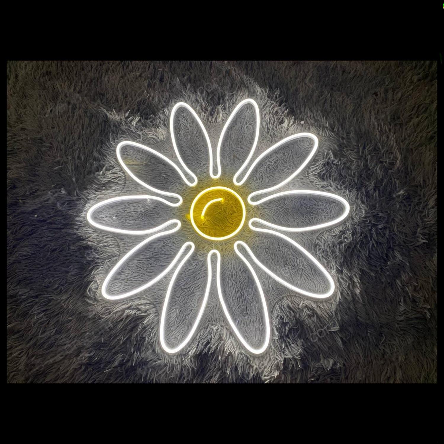 Daisy White-Yellow Led Neon Sign For Bedroom Living Room Decor | Shineneon