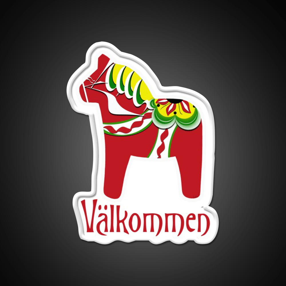 Dala Horse Valkommen Welcome Led Neon Sign Open Sign Rgb Color - Shineneon