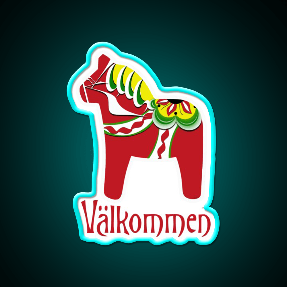 Dala Horse Valkommen Welcome Led Neon Sign Open Sign Rgb Color - Shineneon