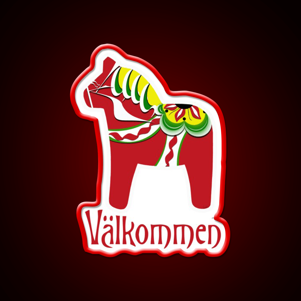 Dala Horse Valkommen Welcome Led Neon Sign Open Sign Rgb Color - Shineneon