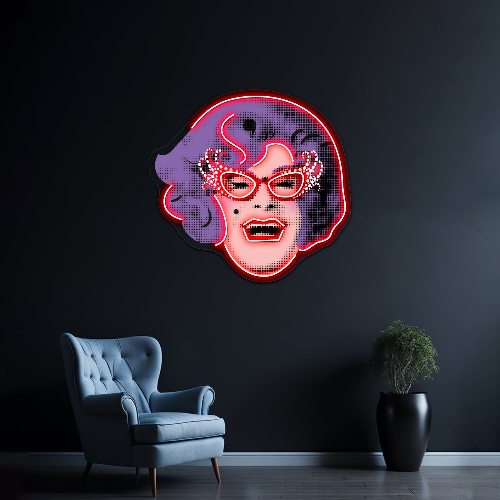 Dame Edna Everage Pop Art Artwork Business Led Sign | Shineneon