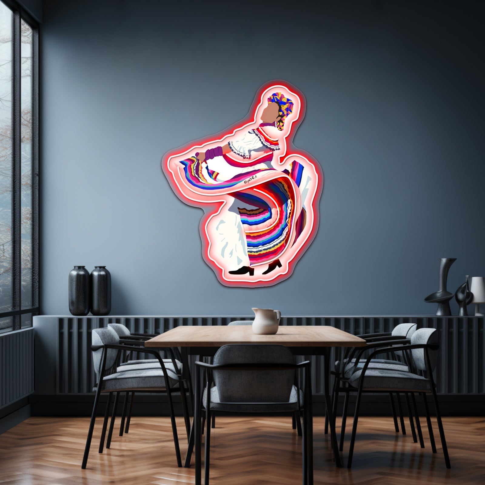 Dancer Lady With Unique Dress Artwork Custom Neon Signs - Shineneon
