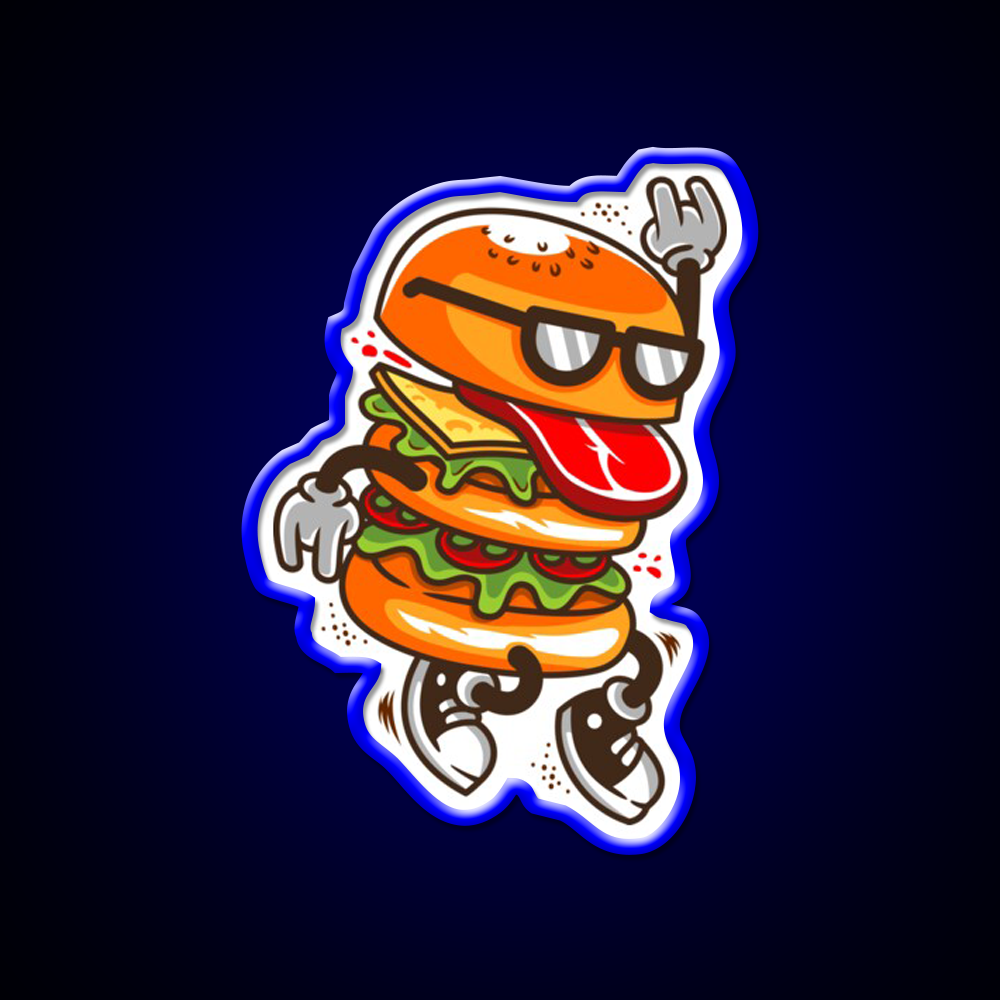 Dancing Burger Fast Food Led Neon Sign For Burger Place Rgb Color