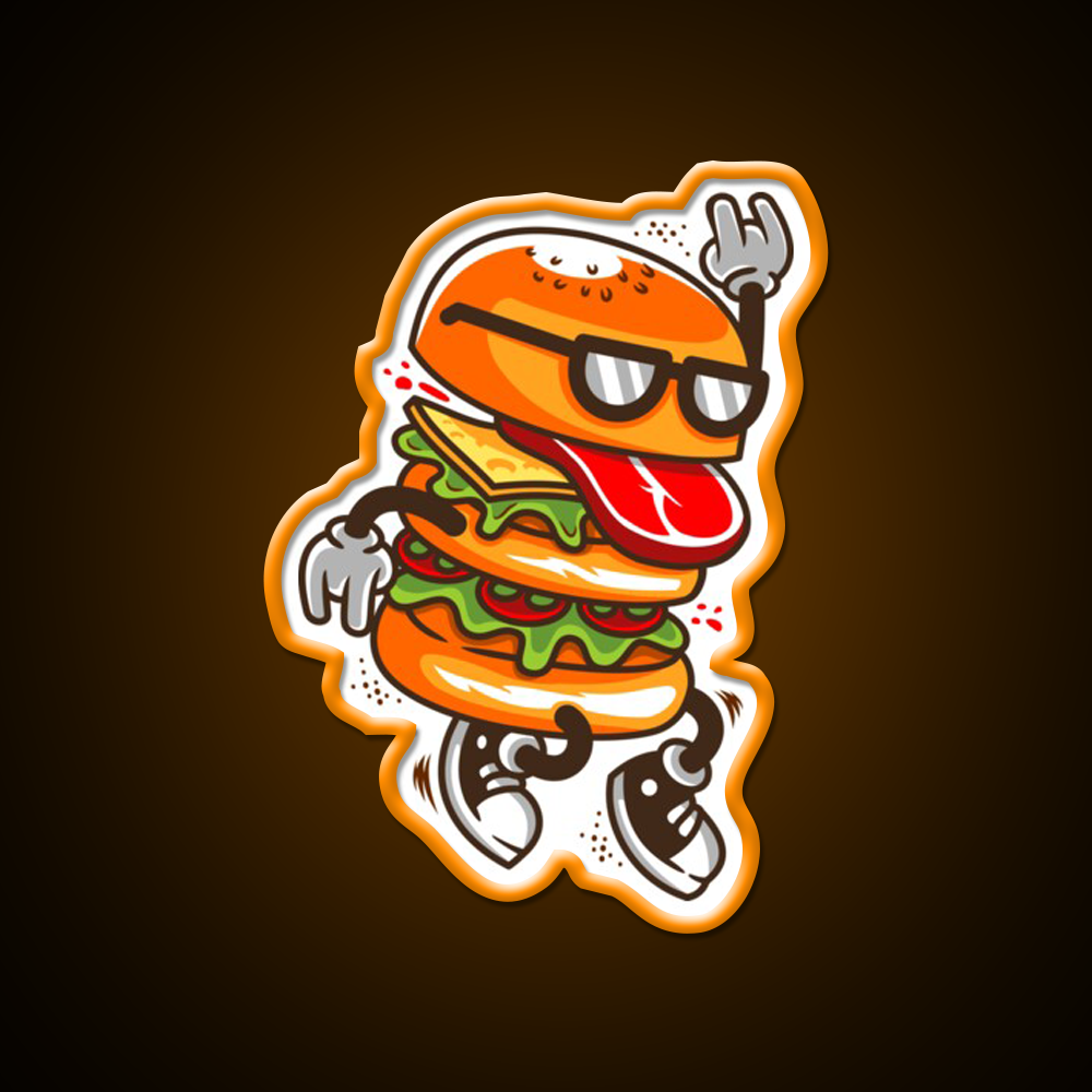 Dancing Burger Fast Food Led Neon Sign For Burger Place Rgb Color