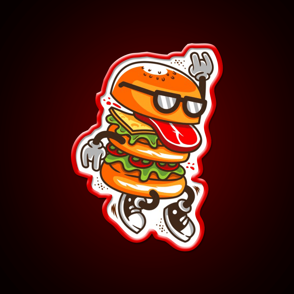 Dancing Burger Fast Food Led Neon Sign For Burger Place Rgb Color - Shineneon