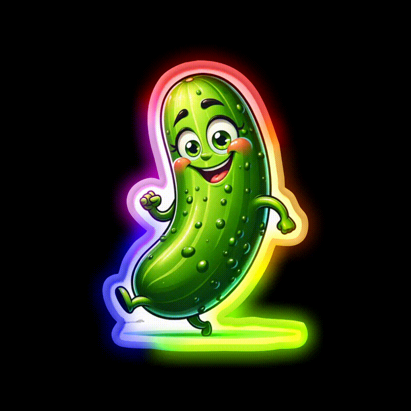 Dancing Delight Cucumber Slim Veggie Cartoon Snack Food Led Neon Sign Rgb Color