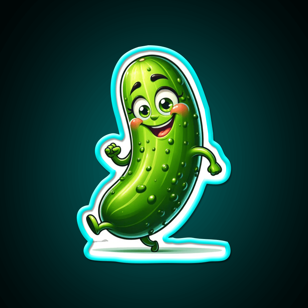 Dancing Delight Cucumber Slim Veggie Cartoon Snack Food Led Neon Sign Rgb Color - Shineneon