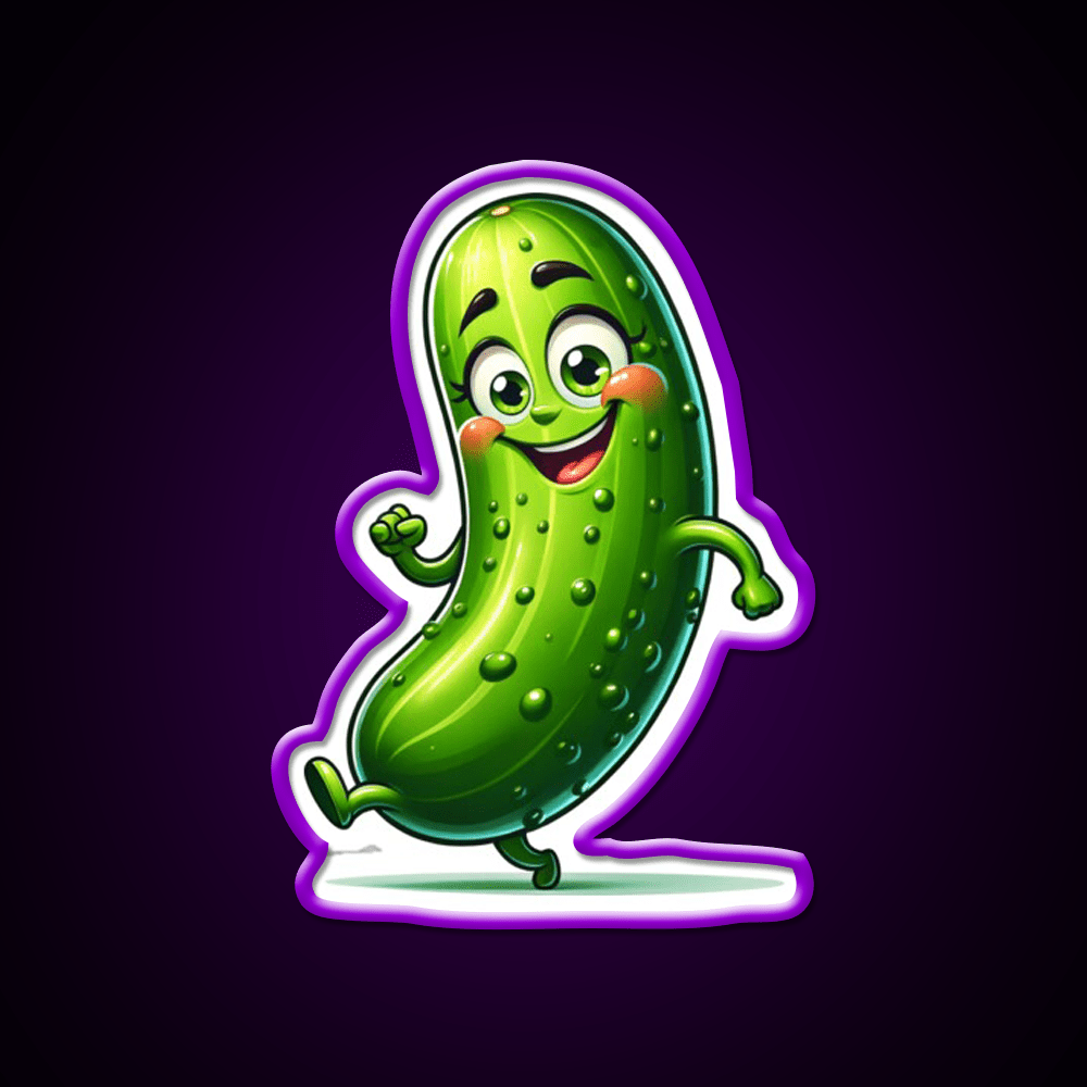 Dancing Delight Cucumber Slim Veggie Cartoon Snack Food Led Neon Sign Rgb Color - Shineneon