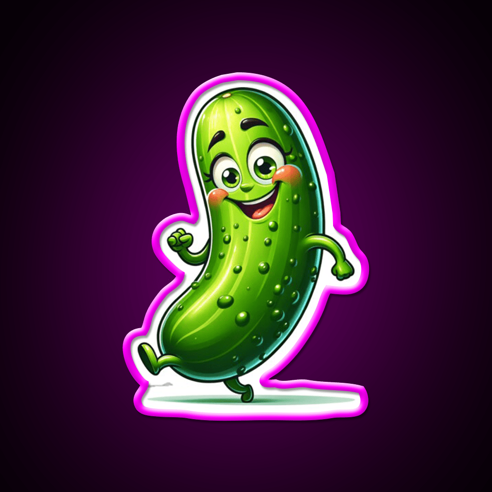 Dancing Delight Cucumber Slim Veggie Cartoon Snack Food Led Neon Sign Rgb Color - Shineneon