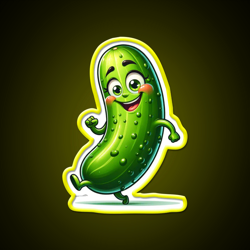 Dancing Delight Cucumber Slim Veggie Cartoon Snack Food Led Neon Sign Rgb Color - Custom LED neon sign front view
