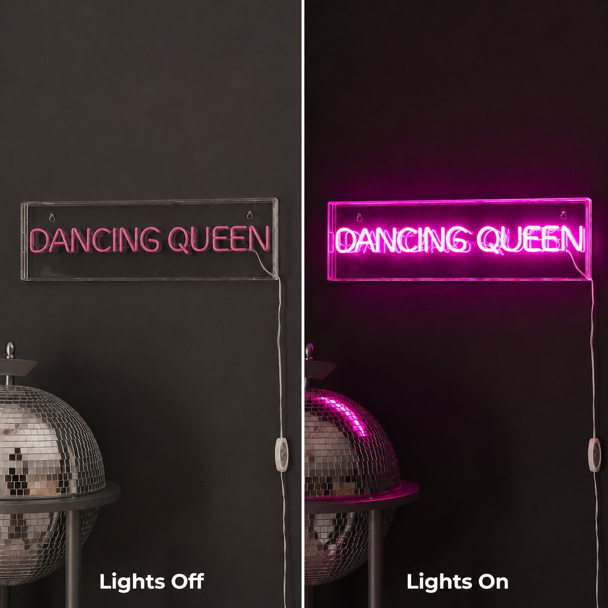 Dancing Queen LED Neon Sign - 06 Day Night Comparison