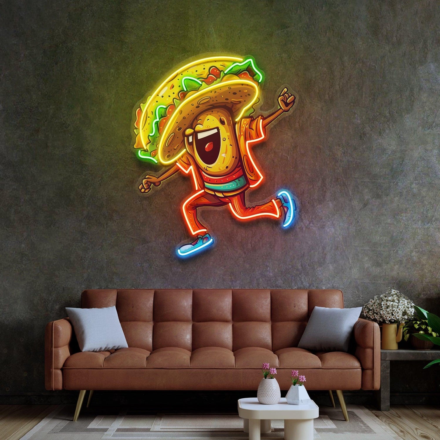 Dancing Taco Multicolor Uv Printed Led Neon Sign For Home Bar Cafe Decor | Shineneon