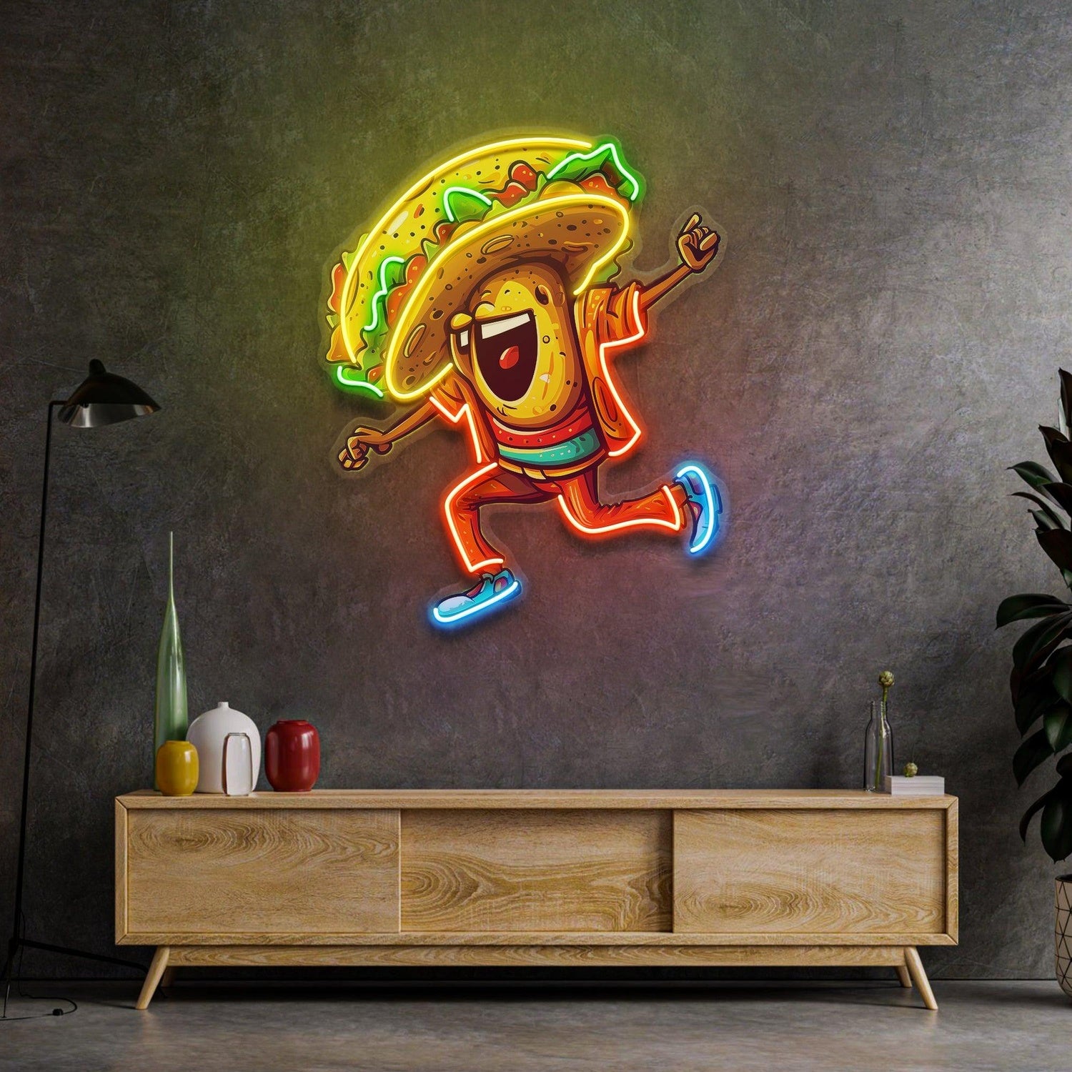 Dancing Taco Multicolor Uv Printed Led Neon Sign For Home Bar Cafe Decor | Shineneon