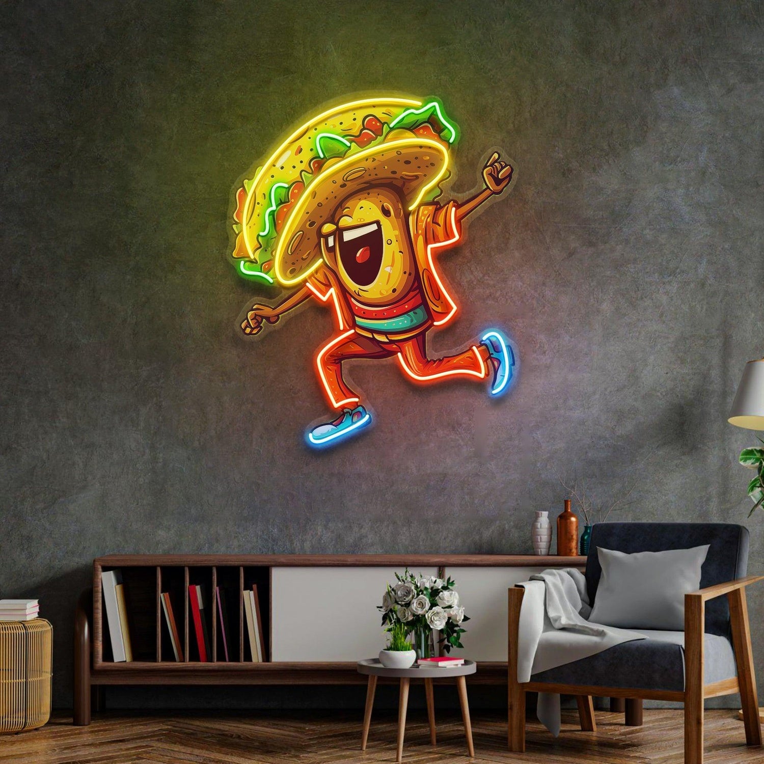 Dancing Taco Multicolor Uv Printed Led Neon Sign For Home Bar Cafe Decor | Shineneon