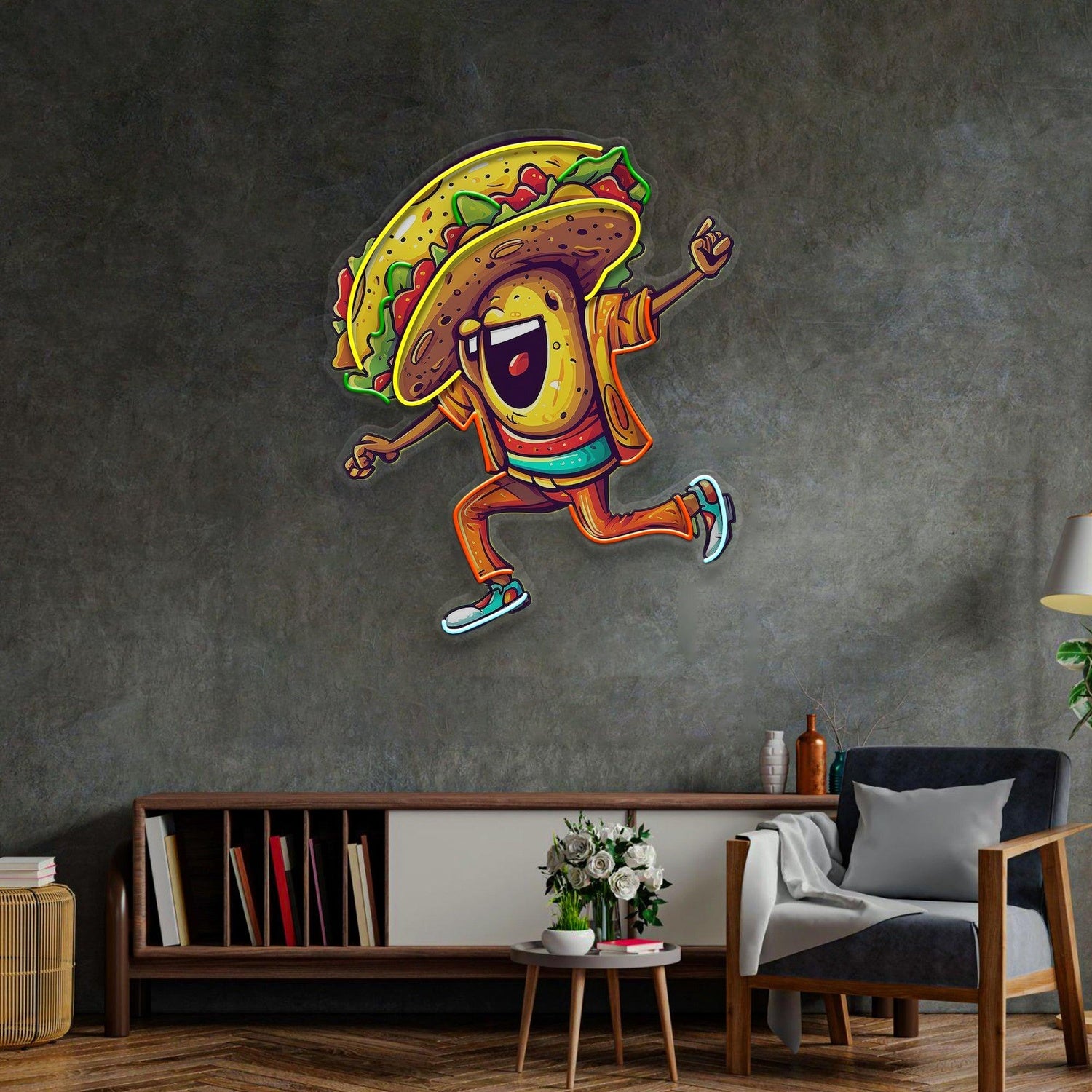 Dancing Taco Multicolor Uv Printed Led Neon Sign For Home Bar Cafe Decor | Shineneon
