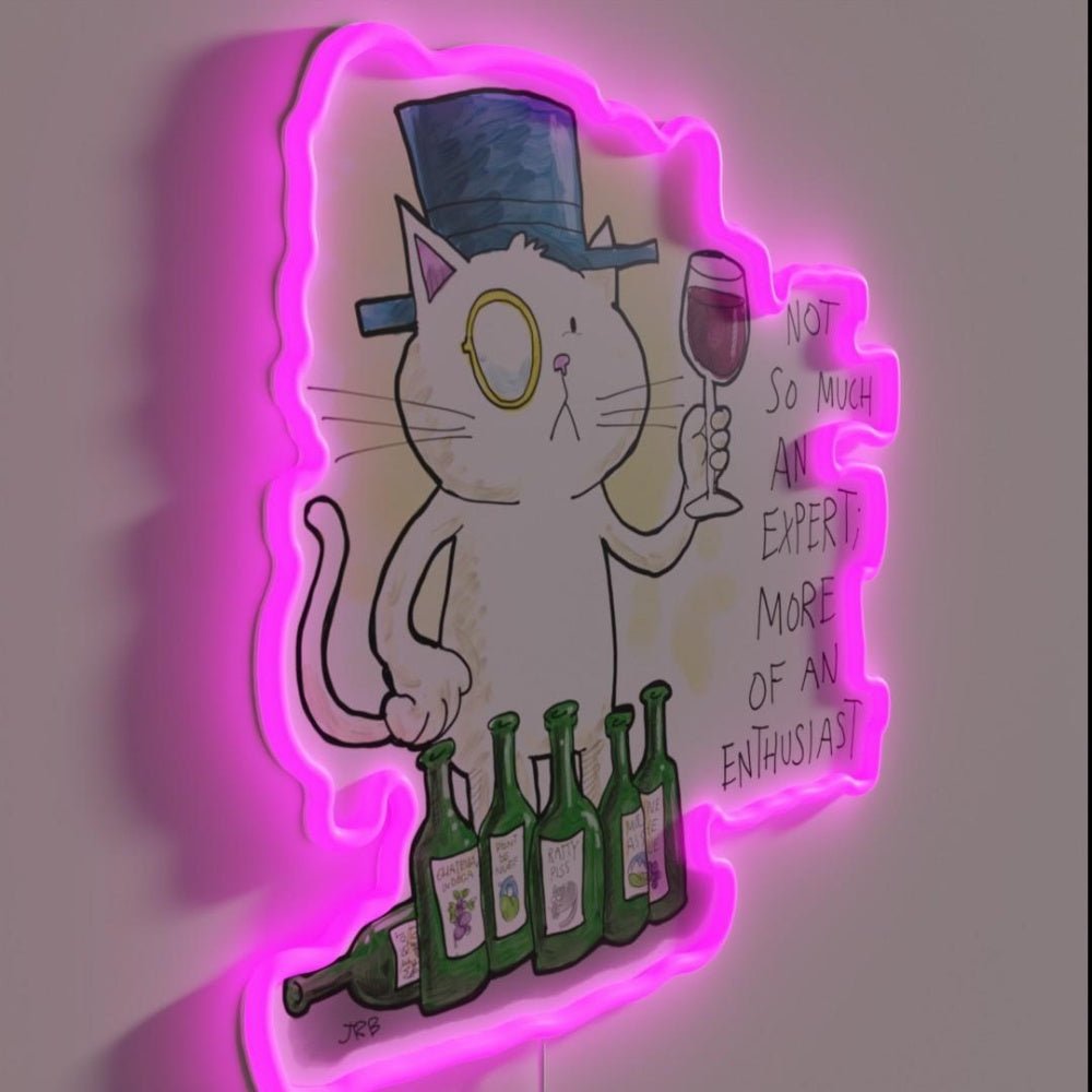 Dapper Cat Wine Enthusiast Rgb Led Neon Sign - Shineneon