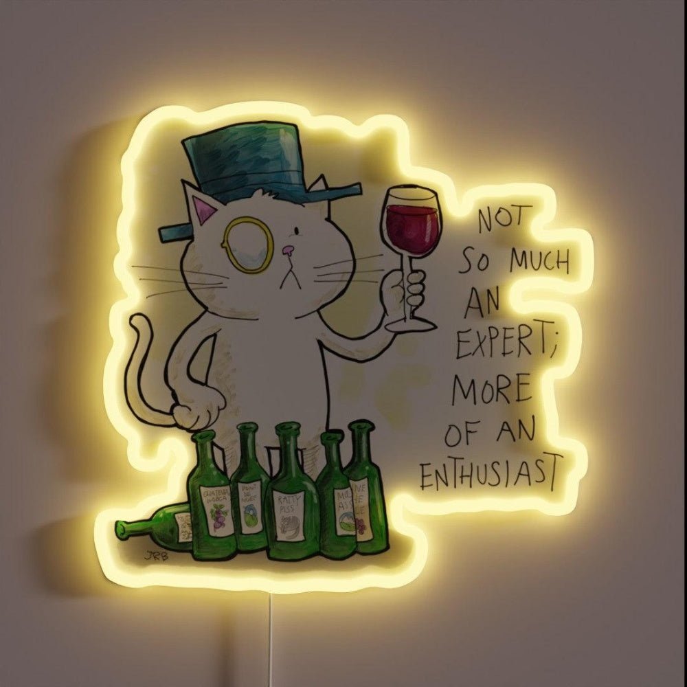 Dapper Cat Wine Enthusiast Rgb Led Neon Sign - Shineneon