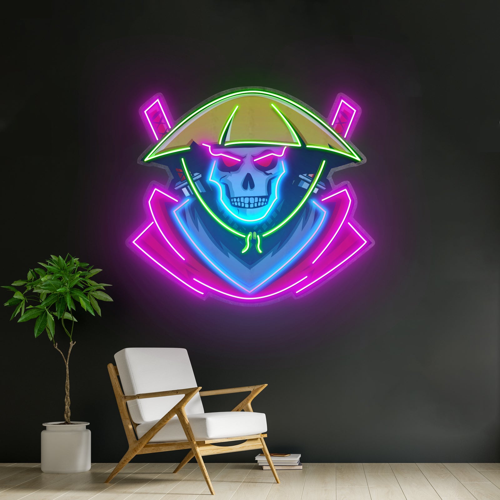 Dark Samurai Skull Led Neon Sign Light Custom Led Signs