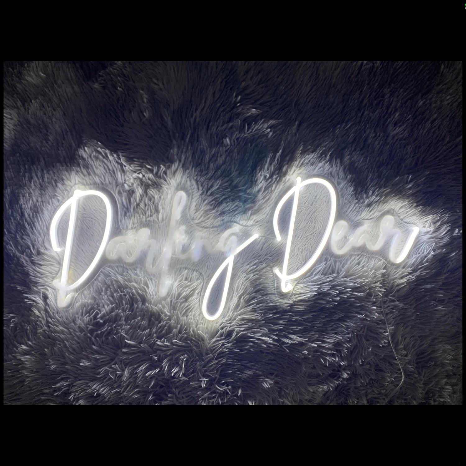 Darling Dear White Script Led Neon Sign For Romantic Bedroom Living Room Decor | Shineneon