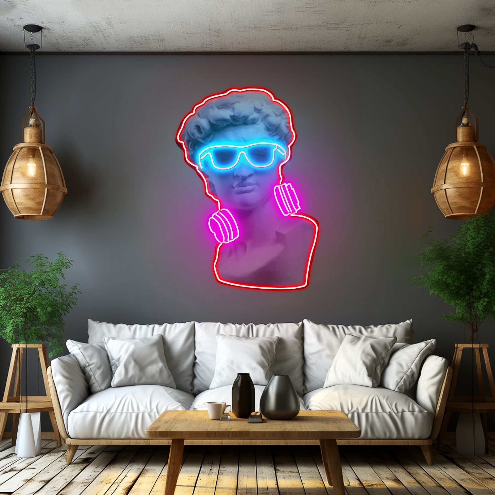David Vibing Neon Artwork For Sale For Sale - Custom LED neon sign front view