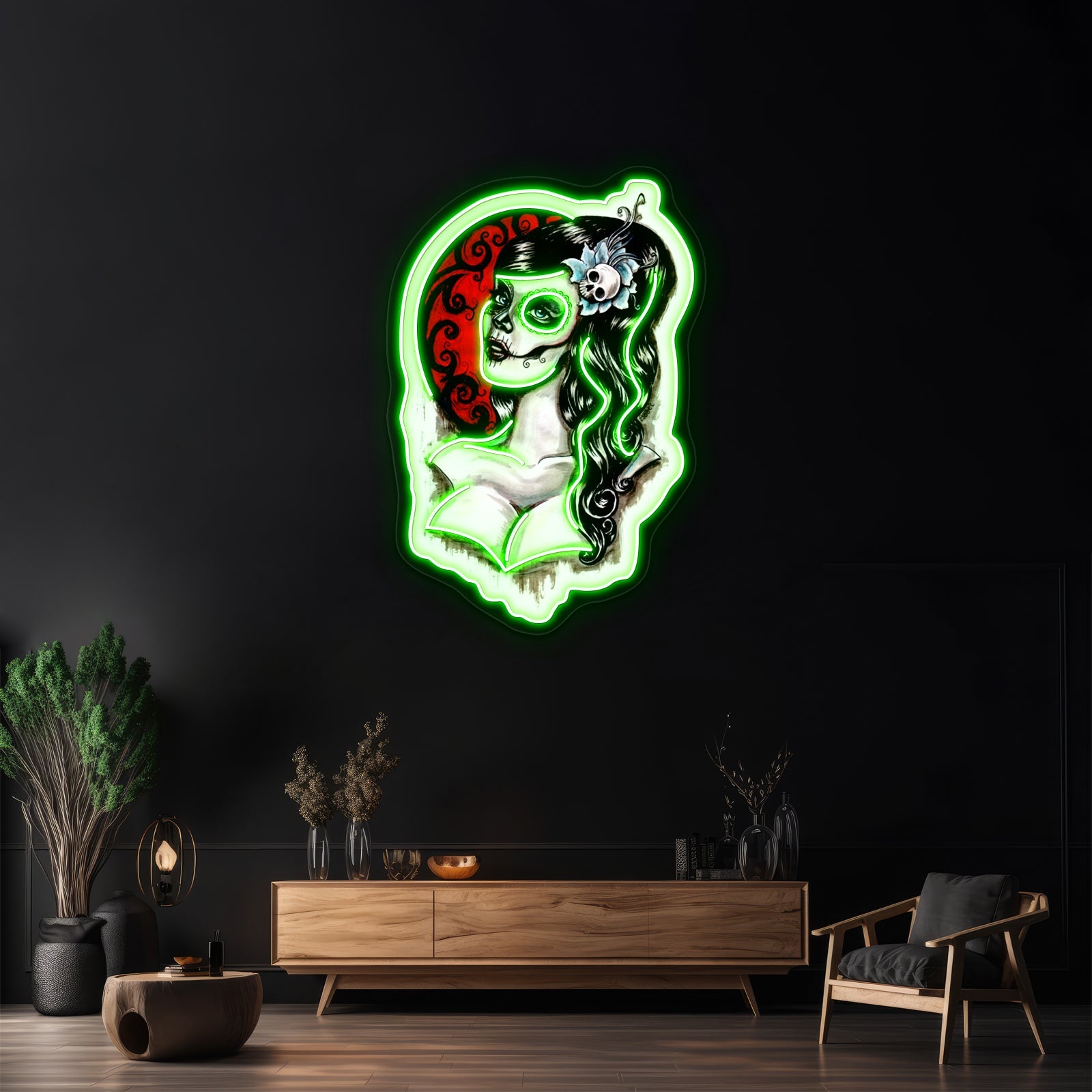 Day Of The Dead Pinup Tattoo Artwork Affordable Custom Neon Signs - Shineneon