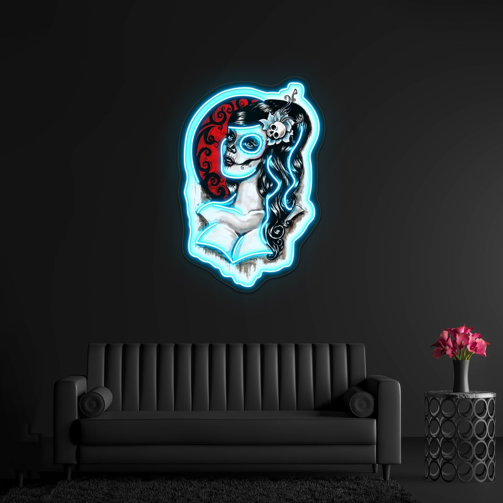 Day Of The Dead Pinup Tattoo Artwork Affordable Custom Neon Signs - Shineneon
