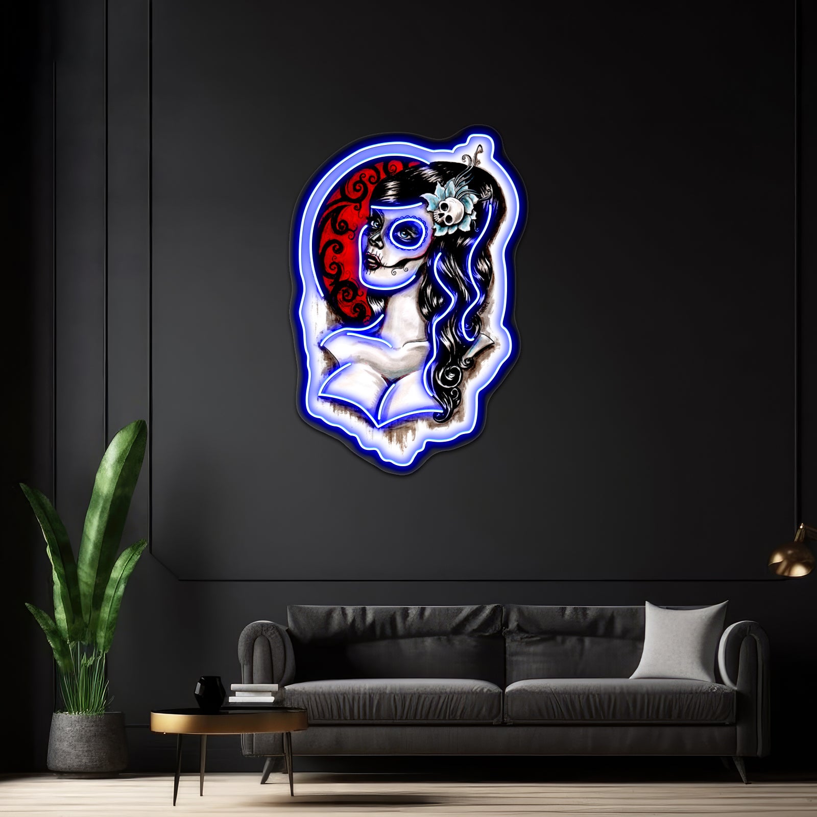 Day Of The Dead Pinup Tattoo Artwork Affordable Custom Neon Signs