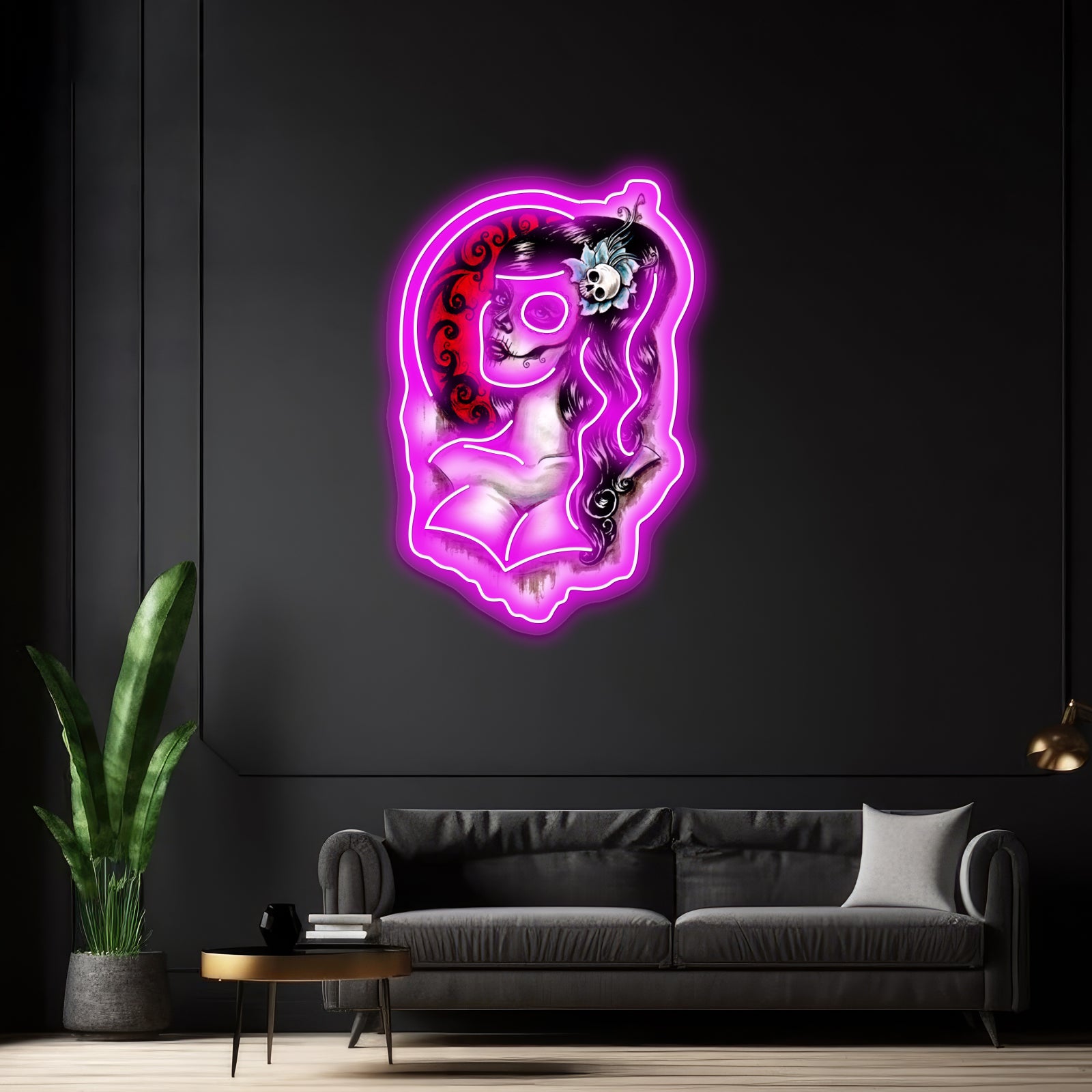 Day Of The Dead Pinup Tattoo Artwork Affordable Custom Neon Signs