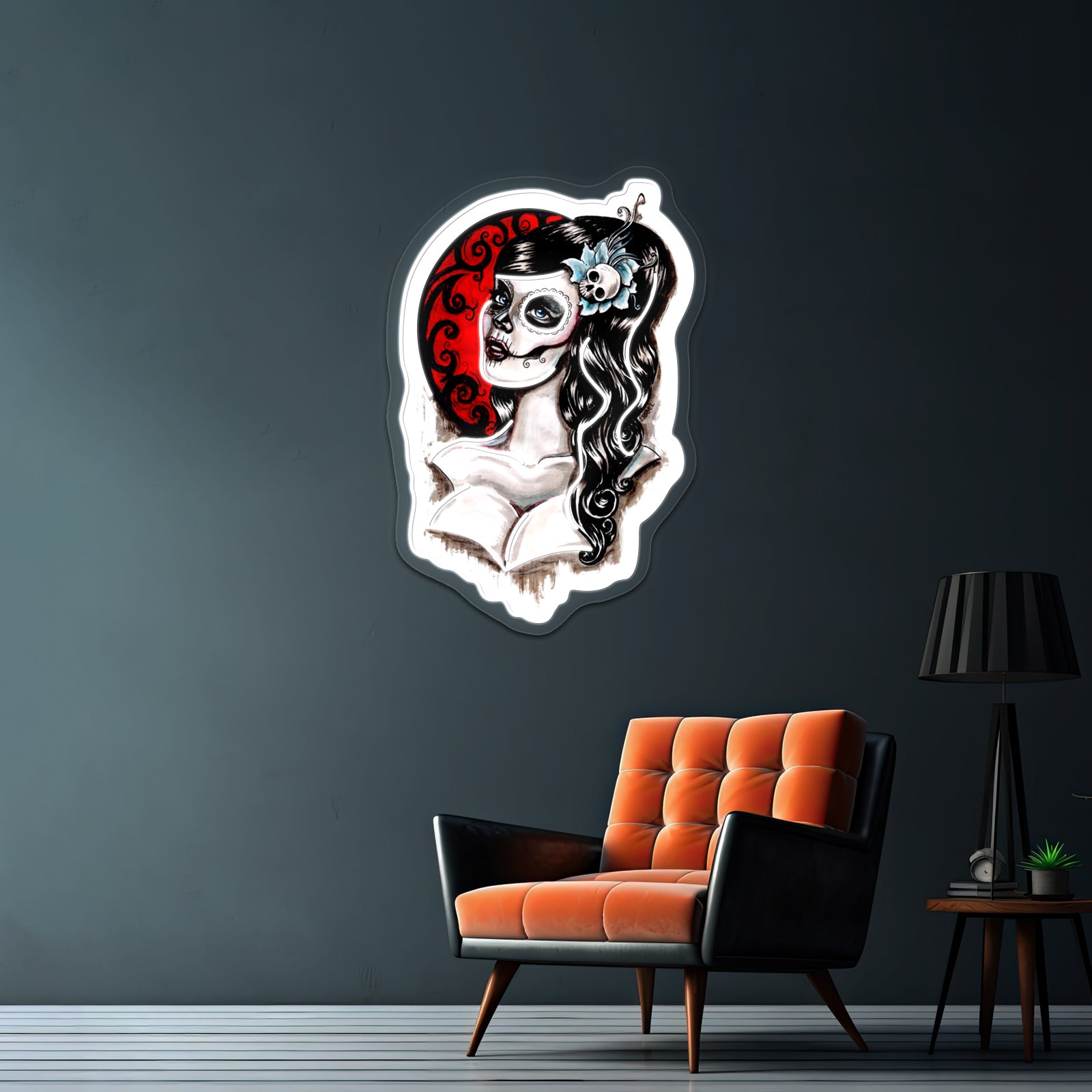 Day Of The Dead Pinup Tattoo Artwork Affordable Custom Neon Signs