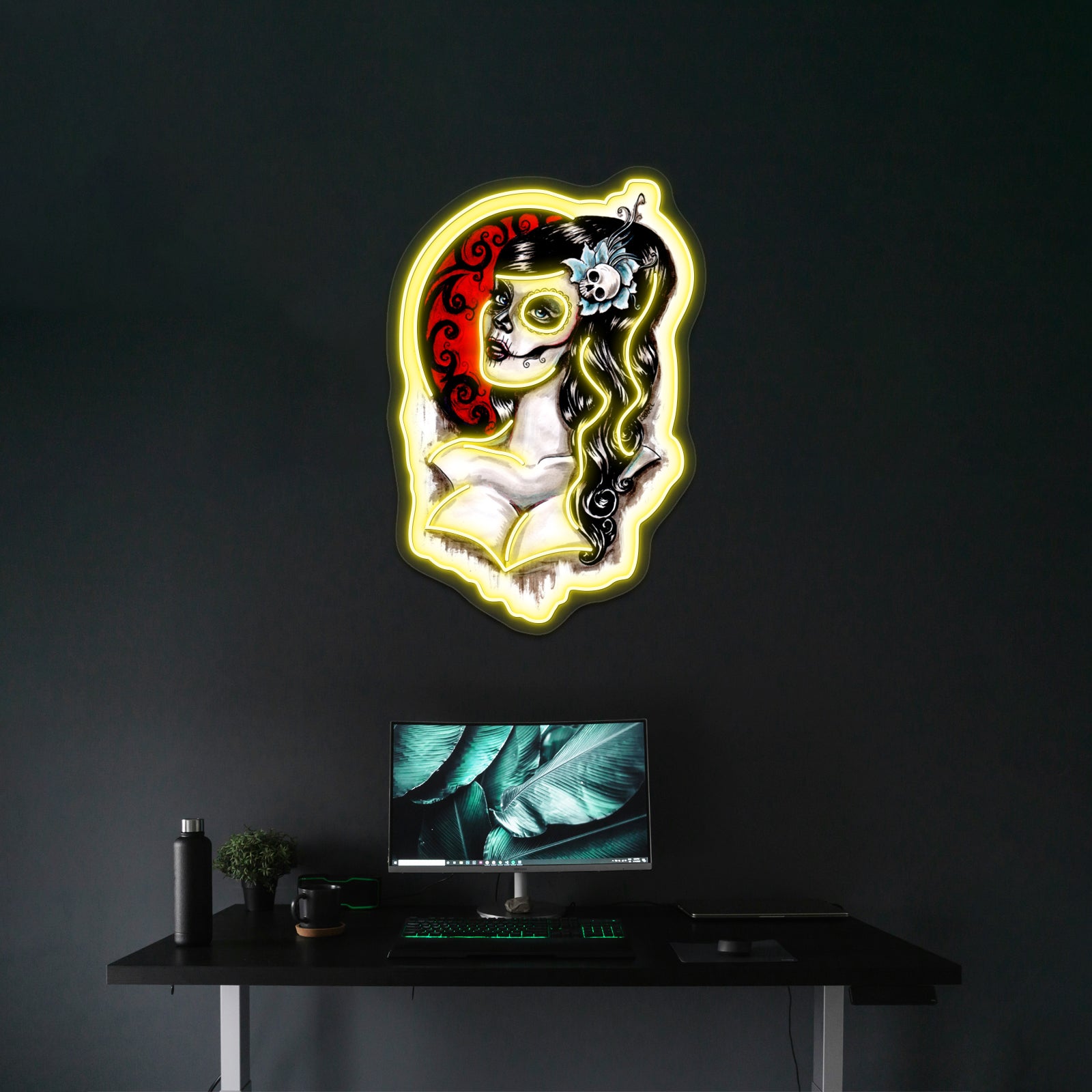 Day Of The Dead Pinup Tattoo Artwork Affordable Custom Neon Signs