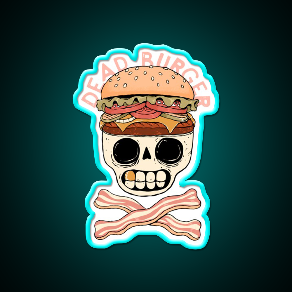 Dead Burger Skull Fast Food Led Neon Sign For Burger Place Rgb Color