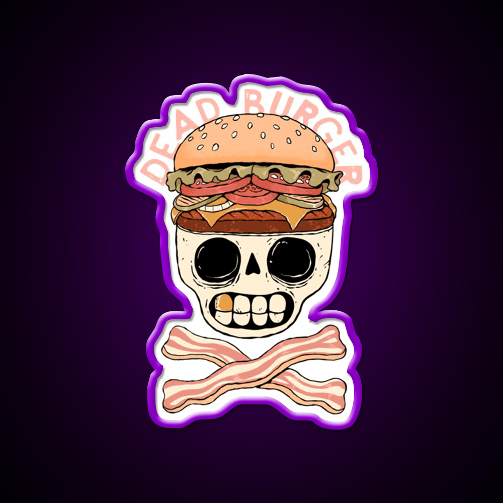 Dead Burger Skull Fast Food Led Neon Sign For Burger Place Rgb Color - Shineneon