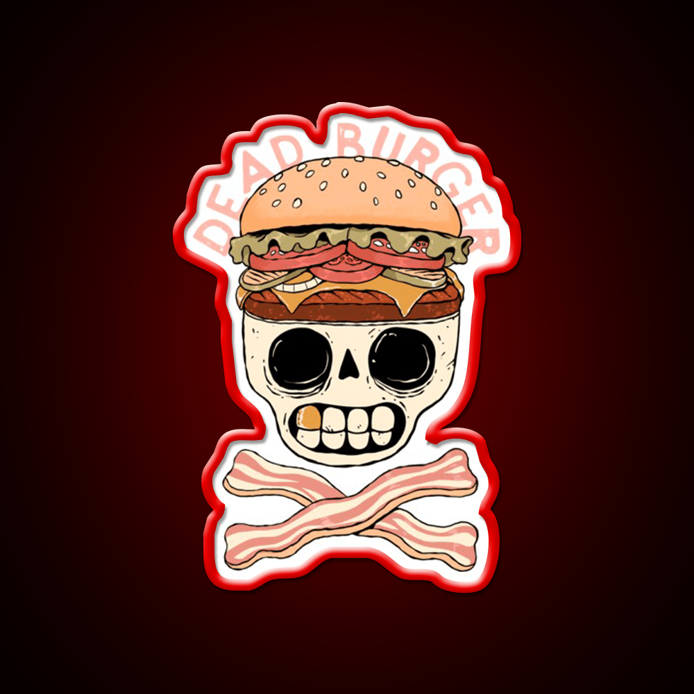 Dead Burger Skull Fast Food Led Neon Sign For Burger Place Rgb Color - Shineneon