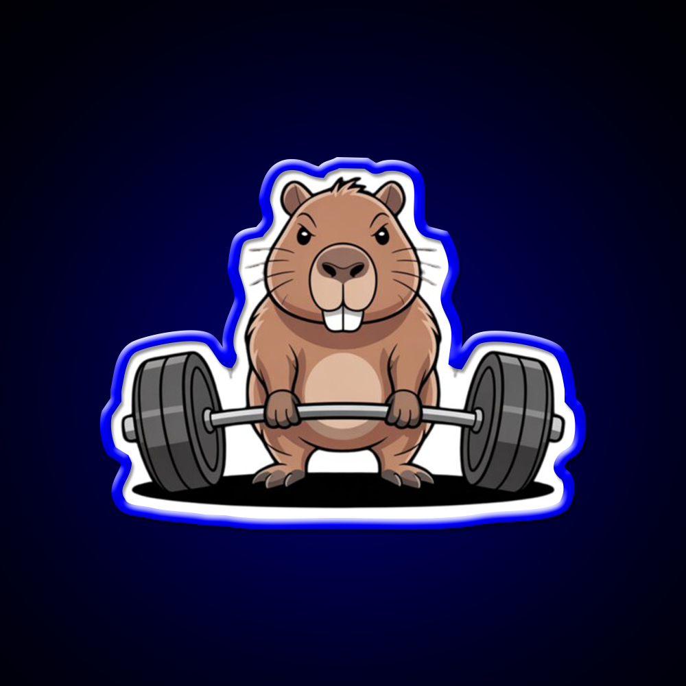 Deadlift Capybara Funny Fitness Capy Lover Gym Fitness Led Neon Sign Rgb Color - LED neon sign view 5