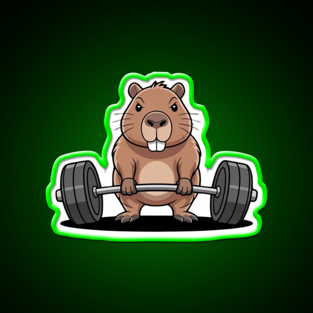 Deadlift Capybara Funny Fitness Capy Lover Gym Fitness Led Neon Sign Rgb Color - LED neon sign view 8