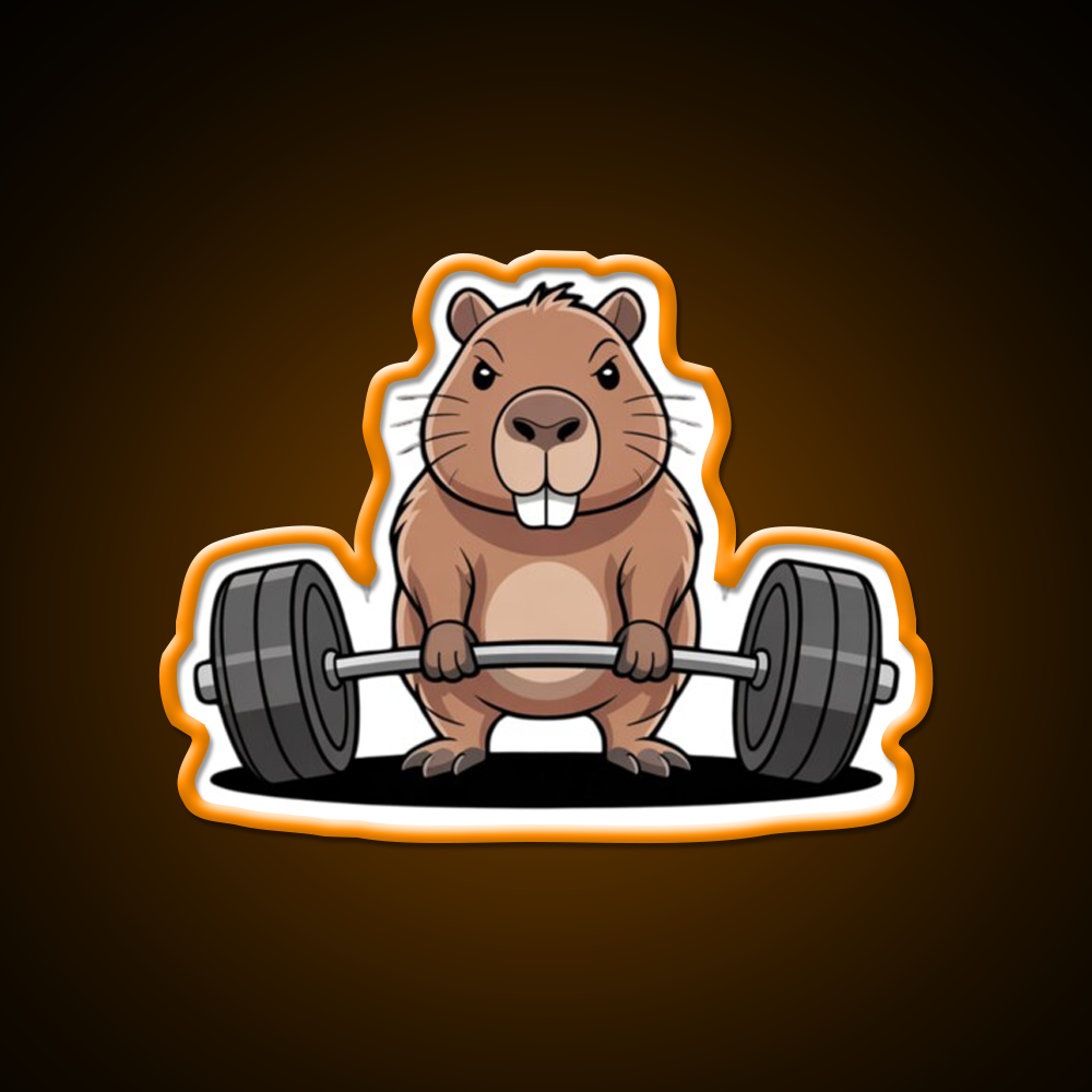 Deadlift Capybara Funny Fitness Capy Lover Gym Fitness Led Neon Sign Rgb Color - LED neon sign view 6