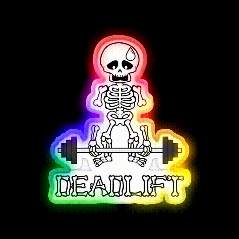 Deadlift Gym Skeleton Gym Fitness Led Neon Sign Rgb Color