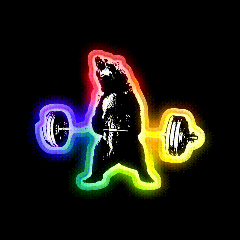 Deadlifting Bear Gym Fitness Led Neon Sign Rgb Color