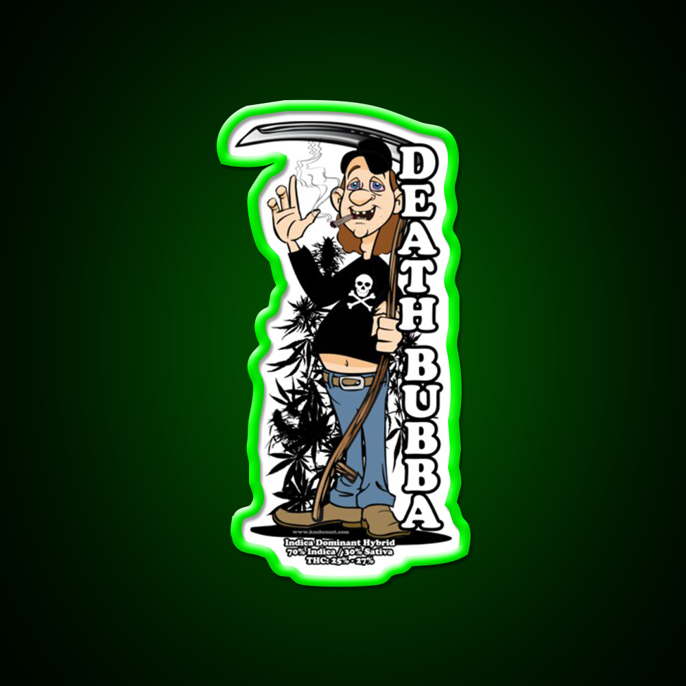 Death Bubba Strain Art Hemp Inspired Green Leaf Led Neon Sign Rgb Color - LED neon sign view 8