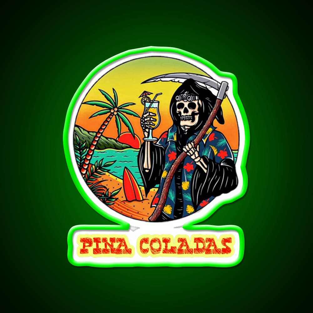 Death By Pina Coladas Cocktail Bar Decor Led Neon Sign Rgb Color - LED neon sign view 8