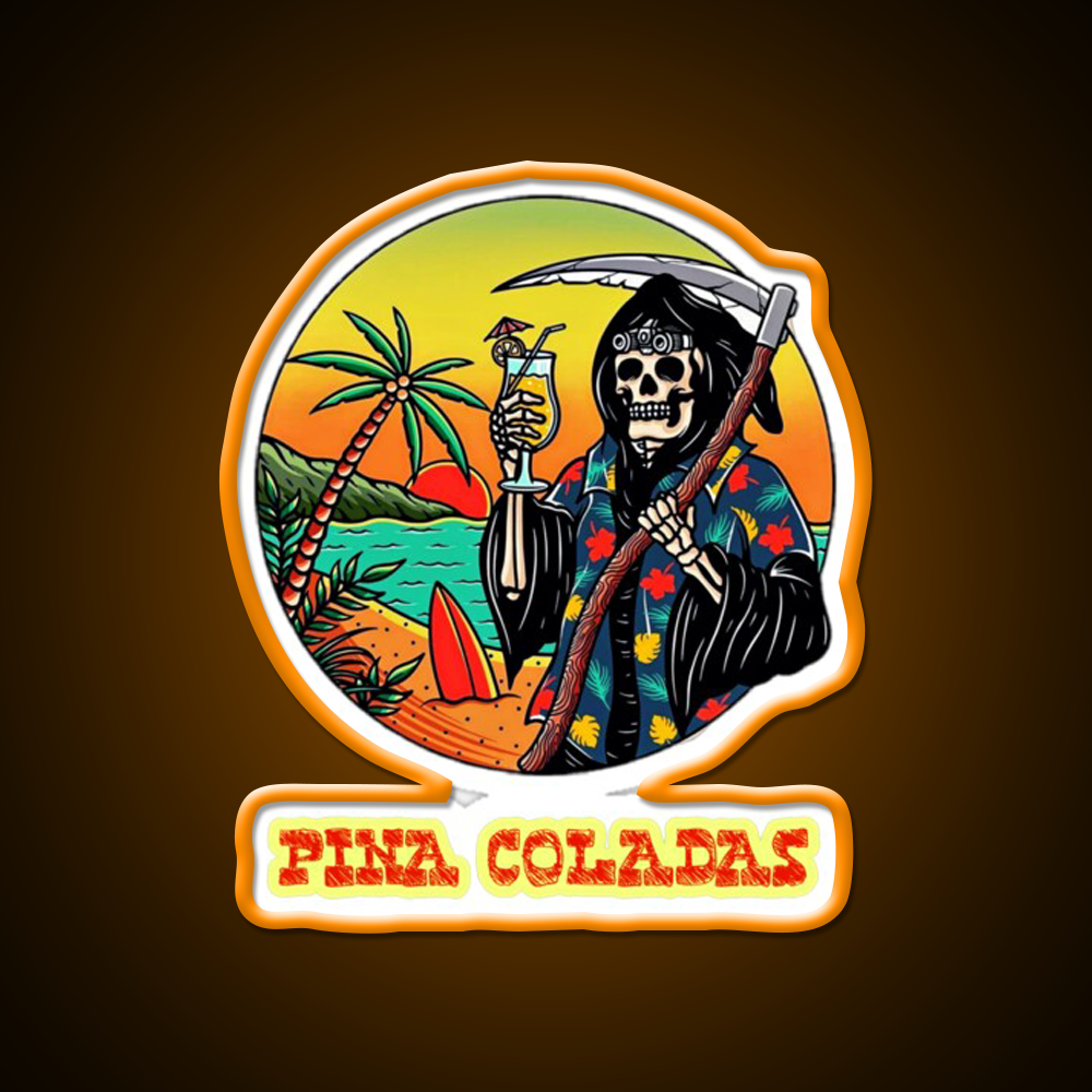 Death By Pina Coladas Cocktail Bar Decor Led Neon Sign Rgb Color - LED neon sign view 6