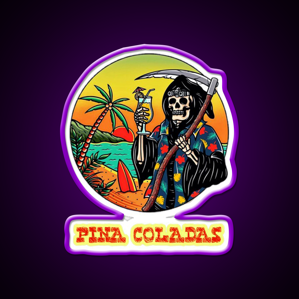 Death By Pina Coladas Cocktail Bar Decor Led Neon Sign Rgb Color - LED neon sign view 9