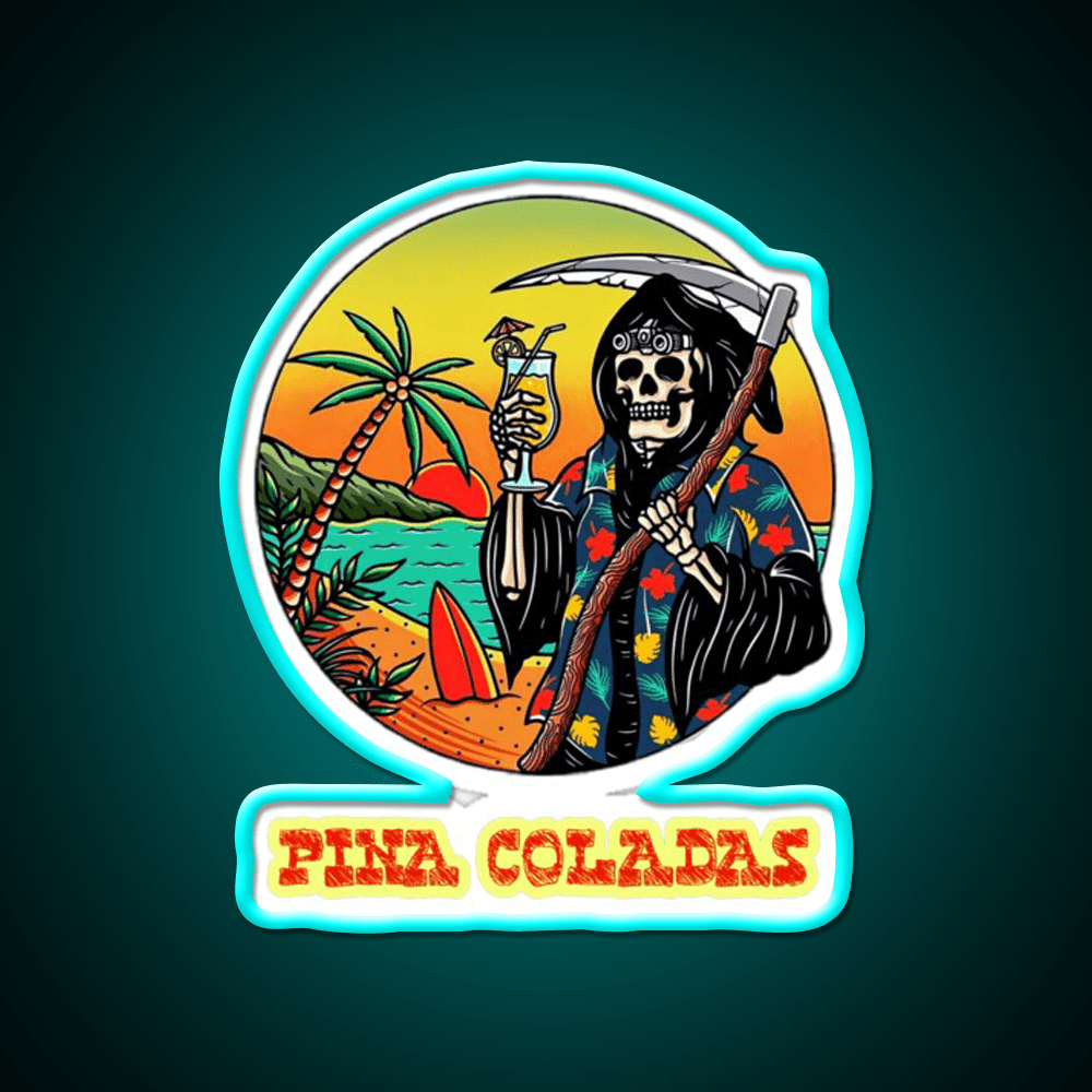 Death By Pina Coladas Cocktail Bar Decor Led Neon Sign Rgb Color - Shineneon