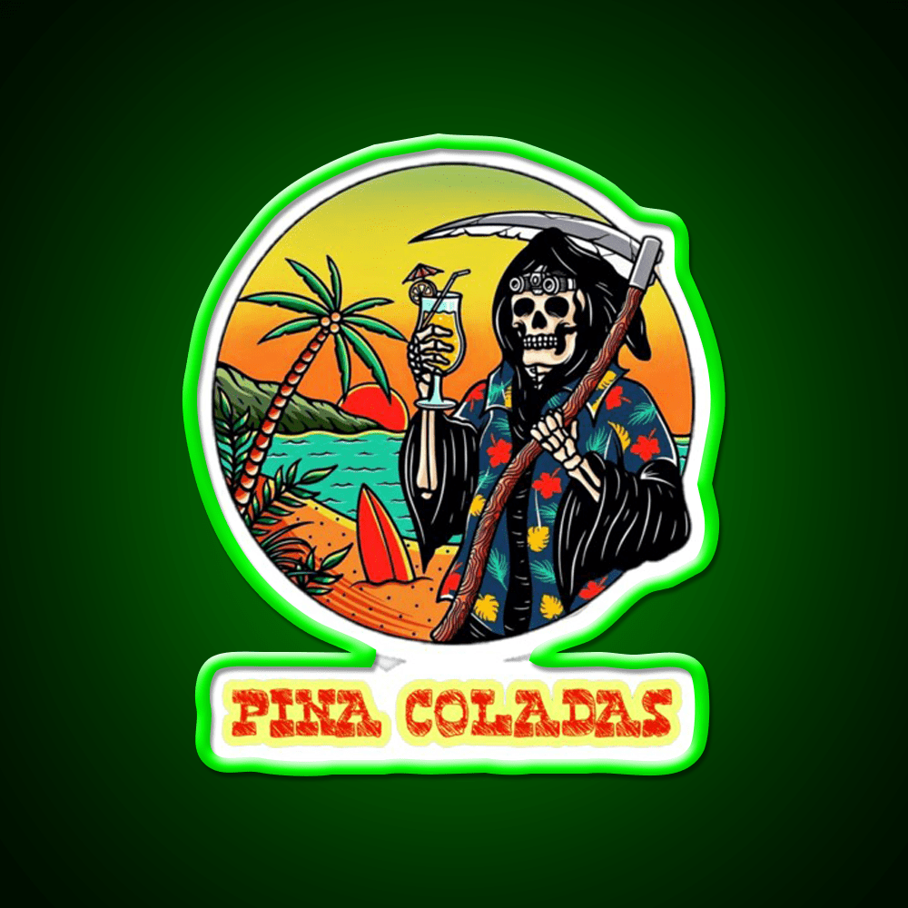 Death By Pina Coladas Cocktail Bar Decor Led Neon Sign Rgb Color - Shineneon